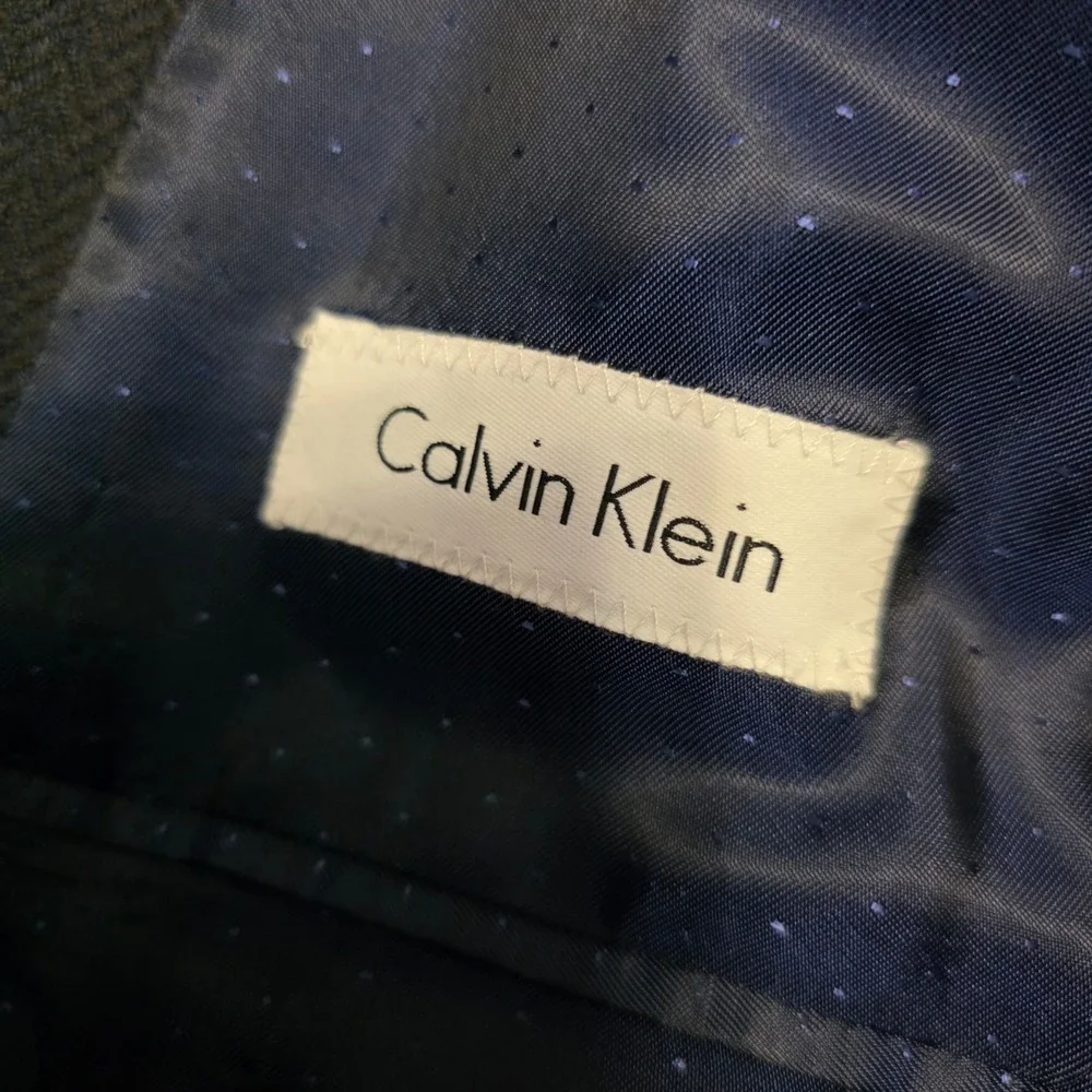 Calvin Klein Mens‎ Navy Blue Herringbone 100% Wool 3-Button Blazer Jacket Canada